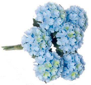 Dollhouse Miniature Hydrangea, 6Pc, Blue